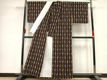 平和屋着物▽上質な紬 単衣 琉球絣 正絹 逸品 AABB2197fy