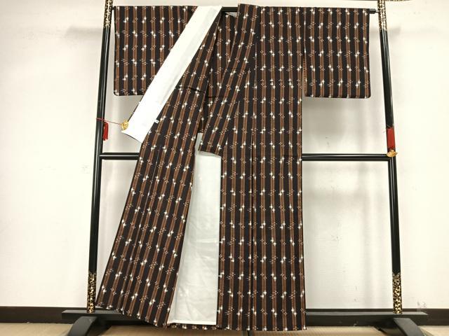 平和屋着物▽上質な紬 単衣 琉球絣 正絹 逸品 AABB2197fy