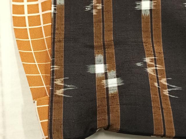 平和屋着物▽上質な紬 単衣 琉球絣 正絹 逸品 AABB2197fy