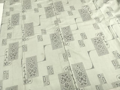 平和屋着物▽上質な紬　単衣　色紙花文　正絹　逸品　AABB2217fy