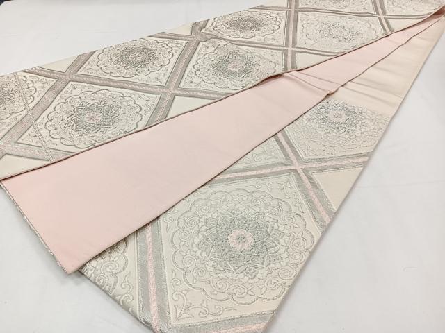 平和屋着物◎六通柄袋帯　唐織　天井花文　銀糸　正絹　逸品　CAAY3886xi