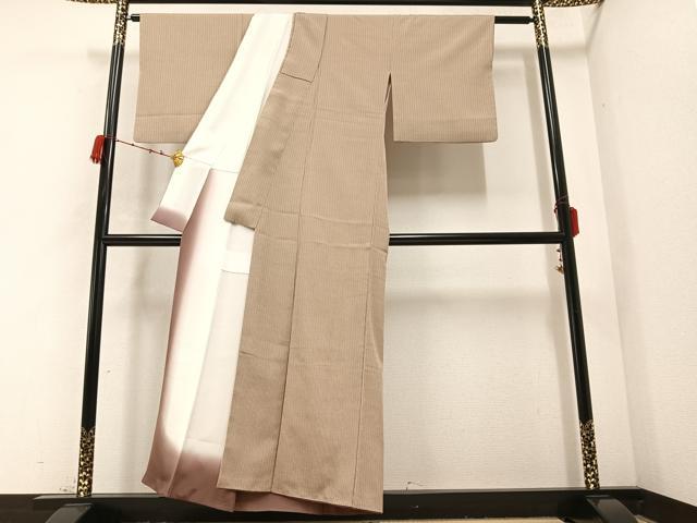 平和屋着物●お召　間道　正絹　逸品　AABB4387ph