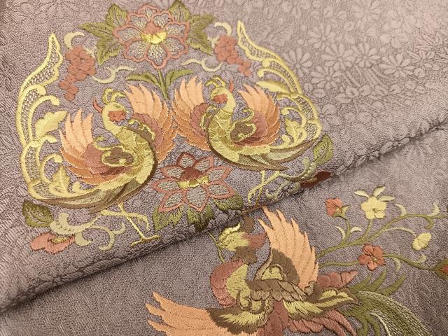 平和屋着物●訪問着　刺繍　鳳凰花文　正絹　逸品　AABB4386ph