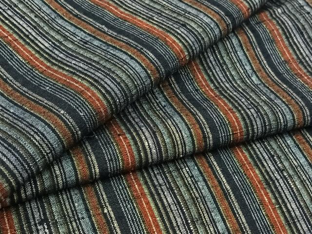平和屋着物▽上質な紬 単衣 縞 やまと誂製 正絹 逸品 AABB4502jh