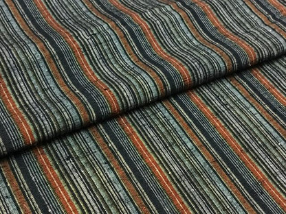 平和屋着物▽上質な紬 単衣 縞 やまと誂製 正絹 逸品 AABB4502jh