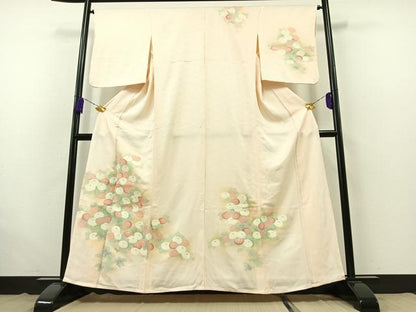 平和屋着物▽訪問着 単衣 刺繍 草花文 暈し染め 正絹 逸品 AABB4513jh