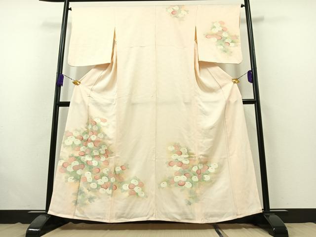 平和屋着物▽訪問着 単衣 刺繍 草花文 暈し染め 正絹 逸品 AABB4513jh