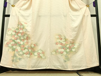 平和屋着物▽訪問着 単衣 刺繍 草花文 暈し染め 正絹 逸品 AABB4513jh