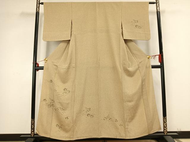 平和屋着物▽訪問着 単衣 手描き 枝花文 鬼しぼ縮緬 正絹 逸品 AABB2233fy