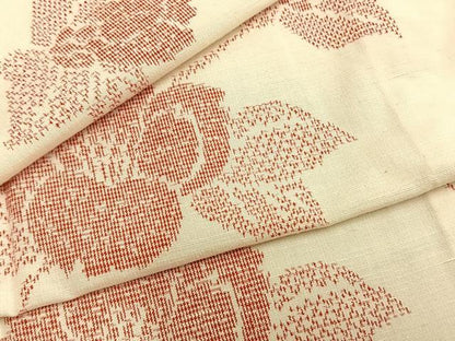 平和屋着物▽上質な紬 単衣 草花文 正絹 逸品 AABB2231fy