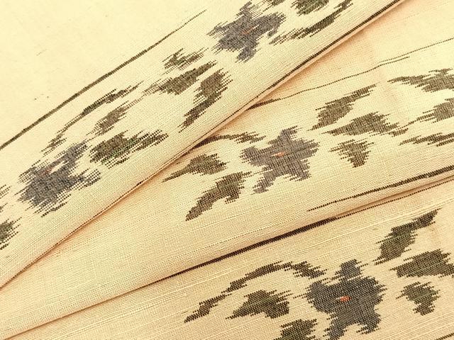 平和屋着物▽上質な紬 単衣 草花文 正絹 逸品 AABB2237fy