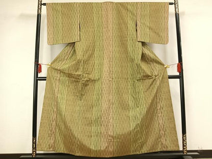 平和屋着物▽上質な紬 単衣 立涌文 正絹 逸品 AABB2253fy