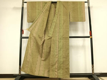 平和屋着物▽上質な紬 単衣 立涌文 正絹 逸品 AABB2253fy
