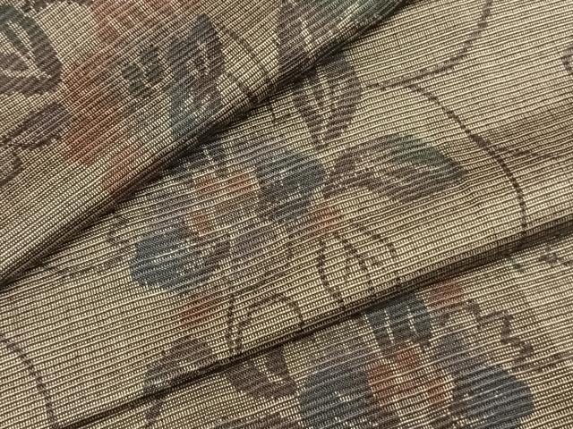 平和屋着物▽上質な紬　単衣　花唐草文　正絹　逸品　AABB2250fy