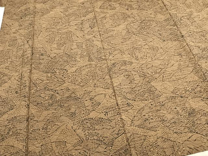 平和屋着物▽上質な紬 単衣 地紙草花文 正絹 逸品 AABB2256fy