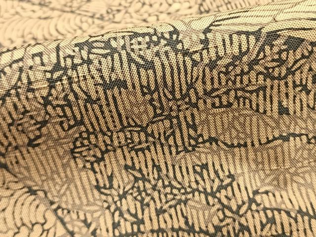 平和屋着物▽上質な紬 単衣 地紙草花文 正絹 逸品 AABB2256fy