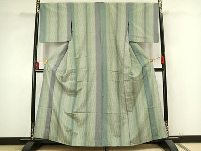 平和屋着物▽上質な紬 単衣 間道 正絹 逸品 AABB2265fy