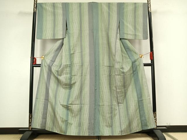 平和屋着物▽上質な紬 単衣 間道 正絹 逸品 AABB2265fy