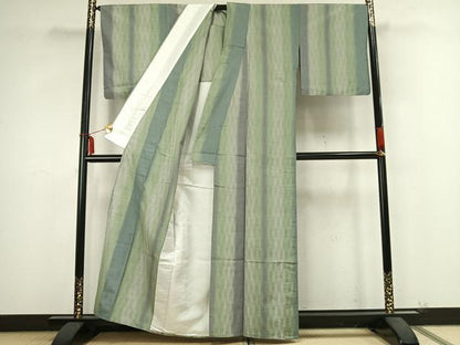平和屋着物▽上質な紬 単衣 間道 正絹 逸品 AABB2265fy