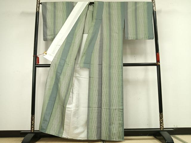平和屋着物▽上質な紬 単衣 間道 正絹 逸品 AABB2265fy