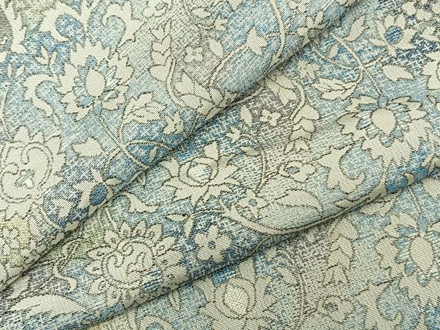 平和屋着物▽上質な小紋 単衣 お召地 花唐草文 正絹 逸品 AABB2270fy