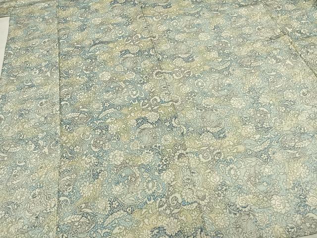平和屋着物▽上質な小紋 単衣 お召地 花唐草文 正絹 逸品 AABB2270fy