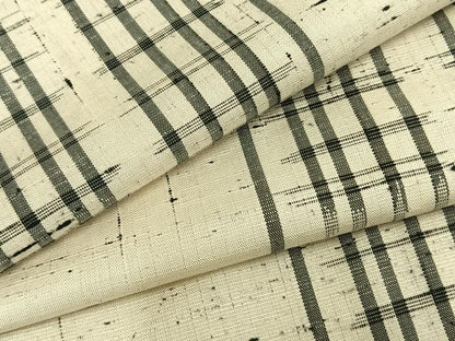 平和屋着物▽上質な紬　単衣　格子　正絹　逸品　AABB2268fy