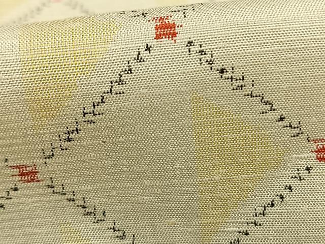 平和屋着物▽上質な紬 単衣 菱文 正絹 逸品 AABB2269fy