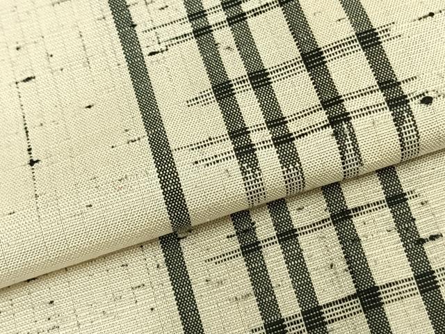 平和屋着物▽上質な紬　単衣　格子　正絹　逸品　AABB2268fy