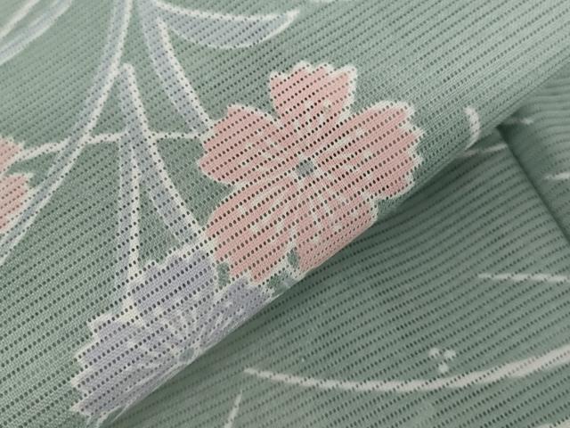 平和屋着物＊夏物　小紋　絽　芝花文　暈し染め　洗える着物　AABB0633st