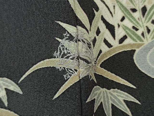平和屋本店■極上　訪問着　友禅　駒刺繍　渡橋風景花文　青褐色地　金彩　逸品　未使用　DZAA9412kh5