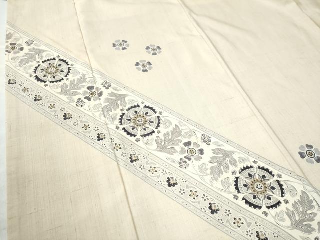 平和屋着物●訪問着 紬地 花唐草文 金彩 正絹 逸品 CAAW8358yc