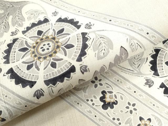 平和屋着物●訪問着 紬地 花唐草文 金彩 正絹 逸品 CAAW8358yc