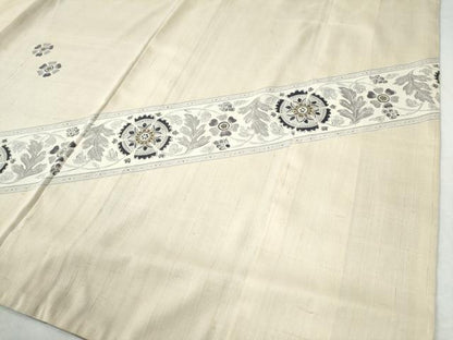 平和屋着物●訪問着 紬地 花唐草文 金彩 正絹 逸品 CAAW8358yc