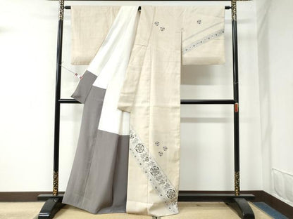平和屋着物●訪問着 紬地 花唐草文 金彩 正絹 逸品 CAAW8358yc