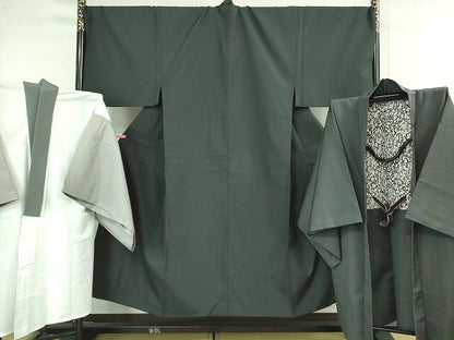 平和屋本店■極上 男性 銀座もとじ 米沢お召 アンサンブル 長羽織・半襦袢セット 着物:蝋色 長羽織:羊羹色 たとう紙付き 逸品 DZAA4109kh5
