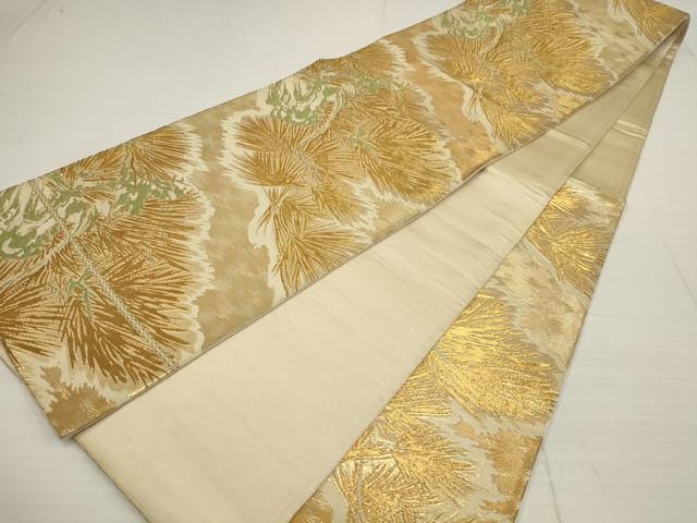 平和屋着物◎六通柄袋帯　松　金糸　正絹　逸品　AABB4562wj