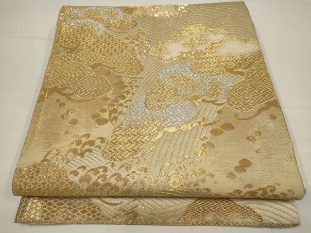 平和屋着物◎六通柄袋帯 立波松文 金銀糸 正絹 逸品 AABB4597wj