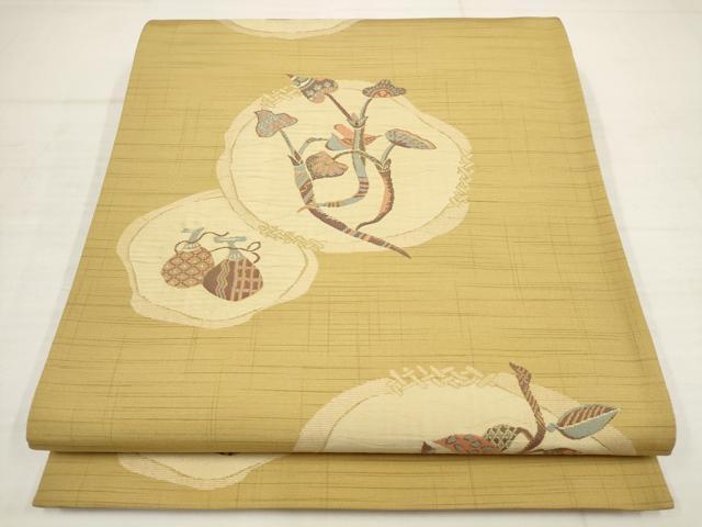 平和屋着物◎全通柄袋帯　成り物　正絹　逸品　AABB4593wj