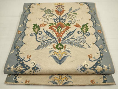 平和屋着物◎六通柄　京本袋帯　飾花文　金糸　正絹　逸品　AABB4599wj