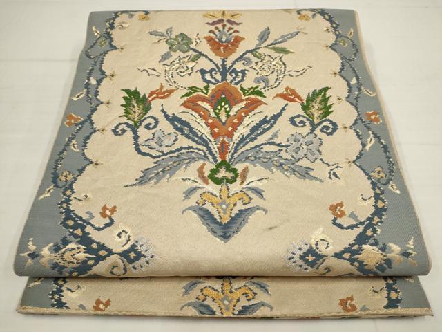 平和屋着物◎六通柄　京本袋帯　飾花文　金糸　正絹　逸品　AABB4599wj