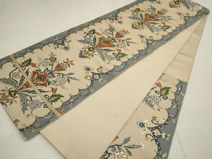 平和屋着物◎六通柄　京本袋帯　飾花文　金糸　正絹　逸品　AABB4599wj