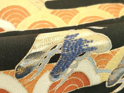 平和屋着物■豪華黒留袖　刺繍　浜松文　金彩　正絹　逸品　DAAX5412cd