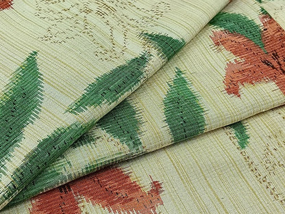 平和屋着物▽上質な紬 単衣 草花文 正絹 逸品 AABB5221jh