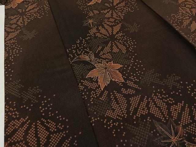平和屋着物▽上質な小紋 単衣 舞葉文 ロング丈 正絹 逸品 AABB5228jh
