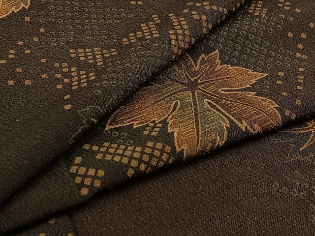 平和屋着物▽上質な小紋 単衣 舞葉文 ロング丈 正絹 逸品 AABB5228jh