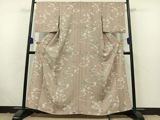 平和屋着物▽小紋 単衣 流水舞花文 洗える着物 AABB5232jh