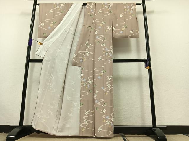 平和屋着物▽小紋 単衣 流水舞花文 洗える着物 AABB5232jh