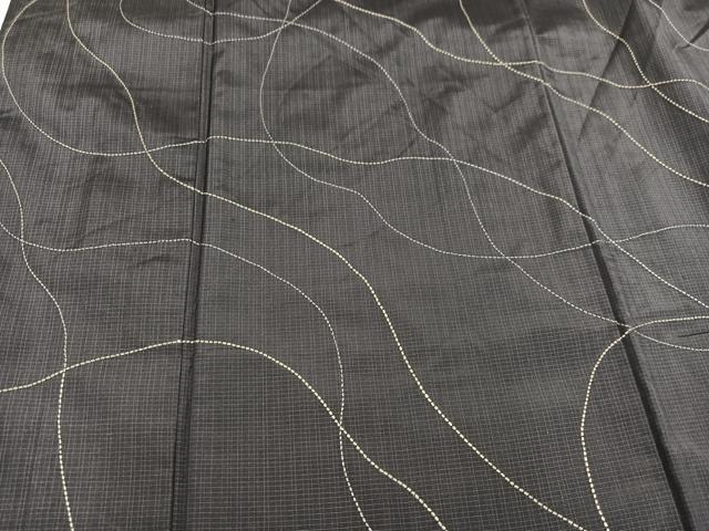平和屋着物●本場大島紬 訪問着 刺繍 刺し子 流水 正絹 逸品 AABB5146ph