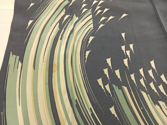 平和屋着物●東京手描友禅　塩澤照彦　訪問着　流水文　正絹　逸品　AABB5148ph